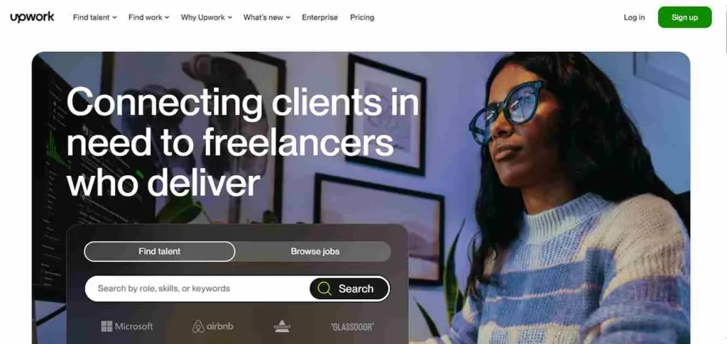 A screenshot of upwork.com that shows homepage.