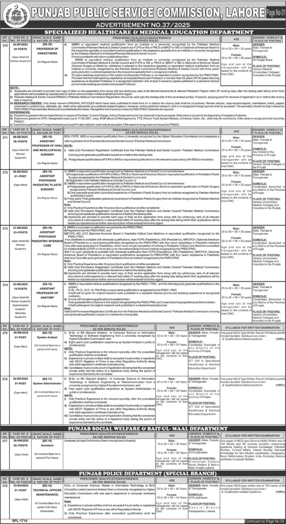 This image is about PPSC Jobs 2025 Advertisement